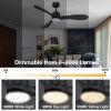 52' Smart Ceiling Fans with Lights Remote,Quiet DC Motor,Modern Black Outdoor Indoor Ceiling Fan,High CFM 6-Speed,Controlled by WIFI Alexa,APP,Dimmalb