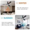 52' Smart Ceiling Fans with Lights Remote,Quiet DC Motor,Modern Black Outdoor Indoor Ceiling Fan,High CFM 6-Speed,Controlled by WIFI Alexa,APP,Dimmalb