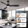 52' Smart Ceiling Fans with Lights Remote,Quiet DC Motor,Modern Black Outdoor Indoor Ceiling Fan,High CFM 6-Speed,Controlled by WIFI Alexa,APP,Dimmalb